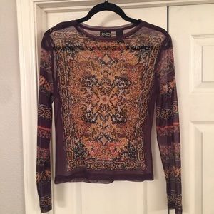 Multi colored long sleeve sheer shirt